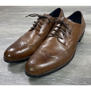 Stacy Adams Mens 13 M Oxfords Brown Lace Up Wingtip Leather Shoes Casual Preppy